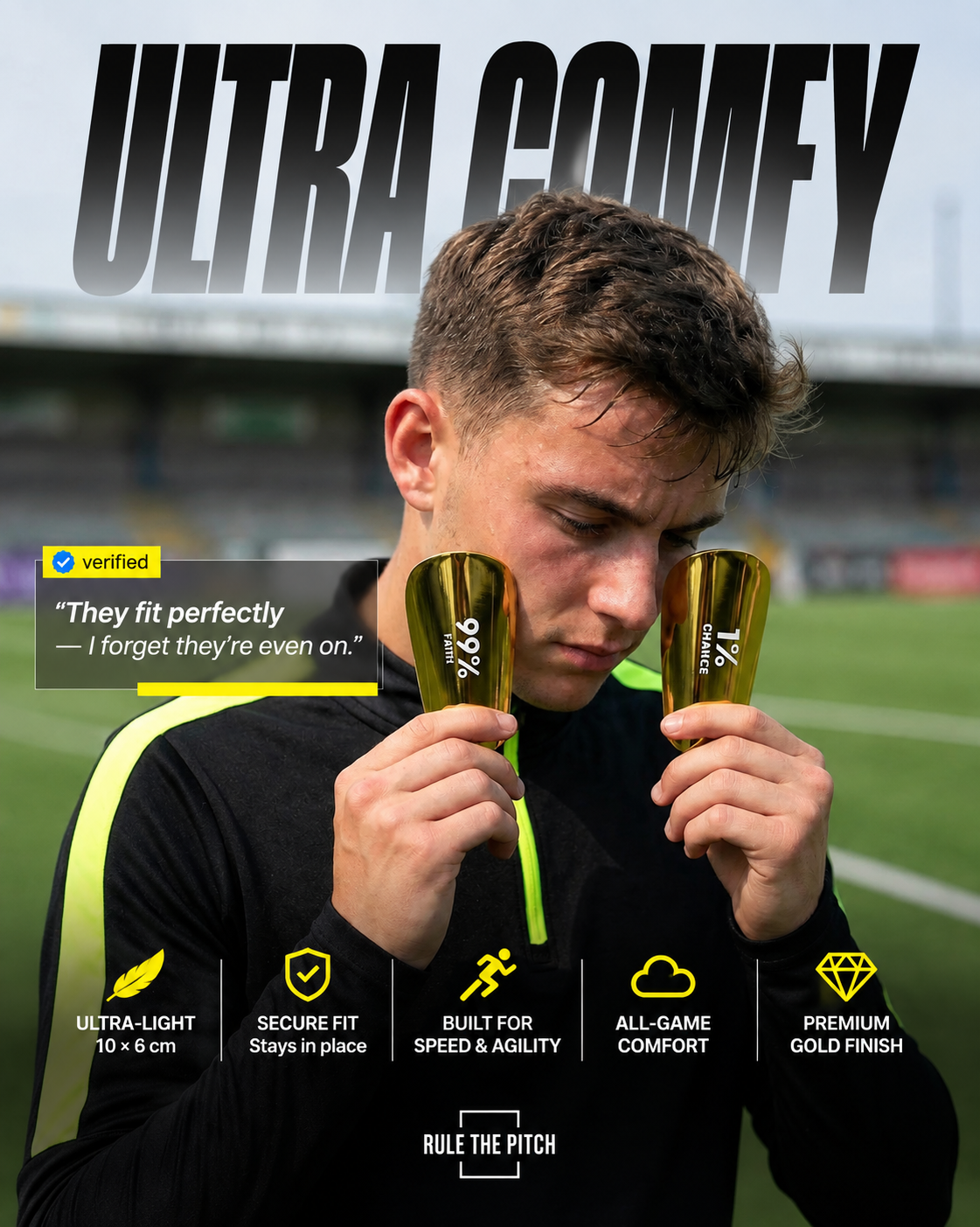 Golden Mini Shin Pads - "1% Chance, 99% Faith"