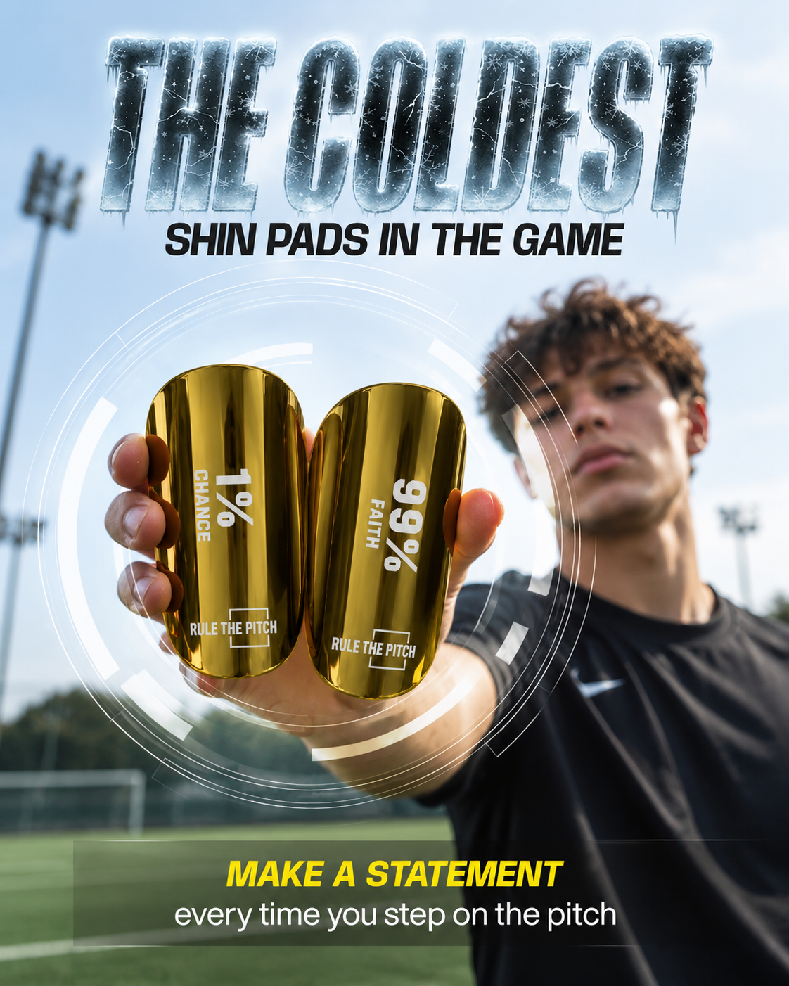 Golden Mini Shin Pads - "1% Chance, 99% Faith"